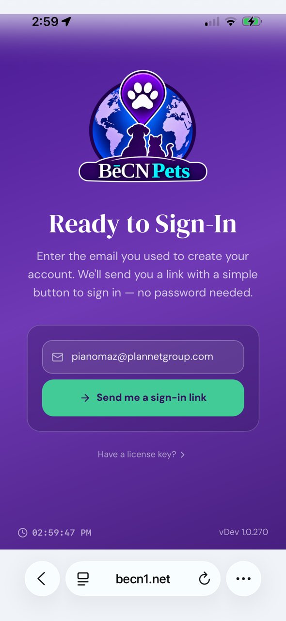 Tap Send me a sign-in link.