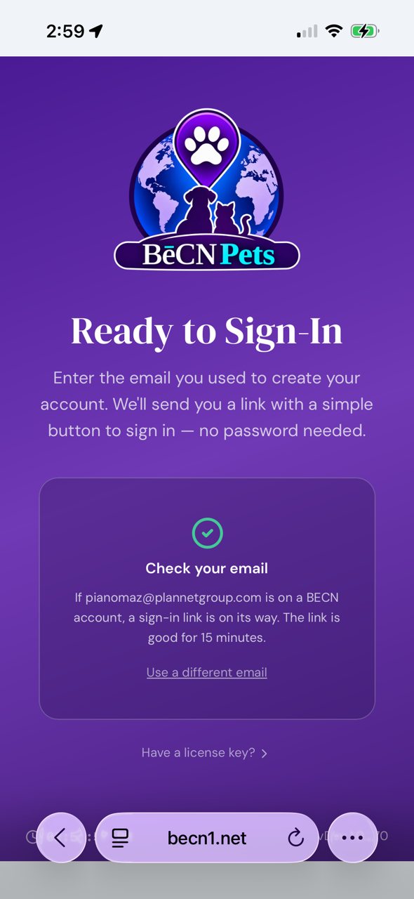 Typed the wrong address? Tap Use a different email.