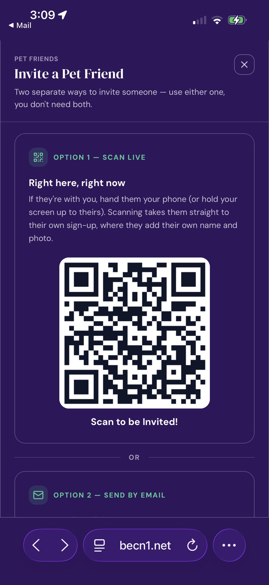 This is your invite code, not your pet's tag. It is for people you choose to invite.