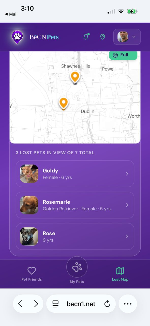 Scroll the list to see each pet's details.