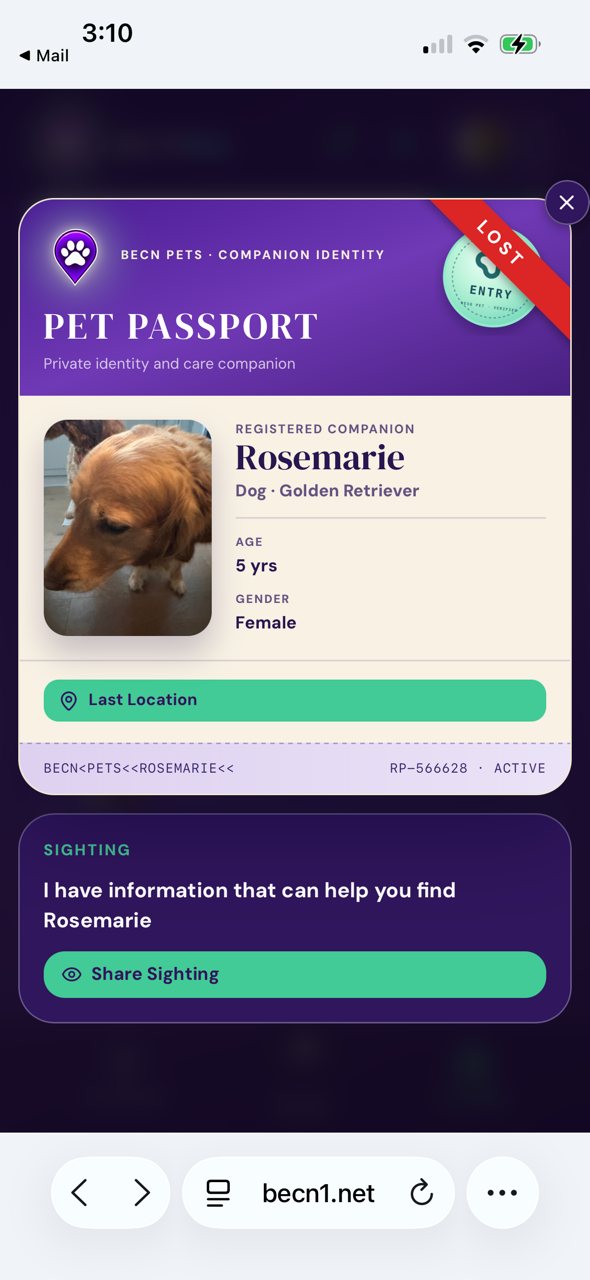 If you see a pet marked LOST, tap Share Sighting.