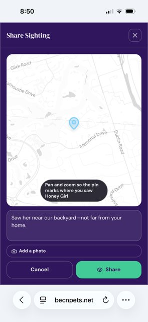 Add a photo if you can. Then tap Share.