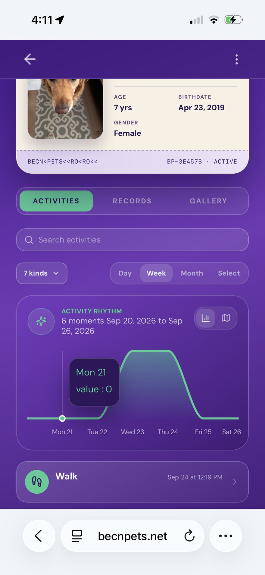 The chart shows activity across the week.