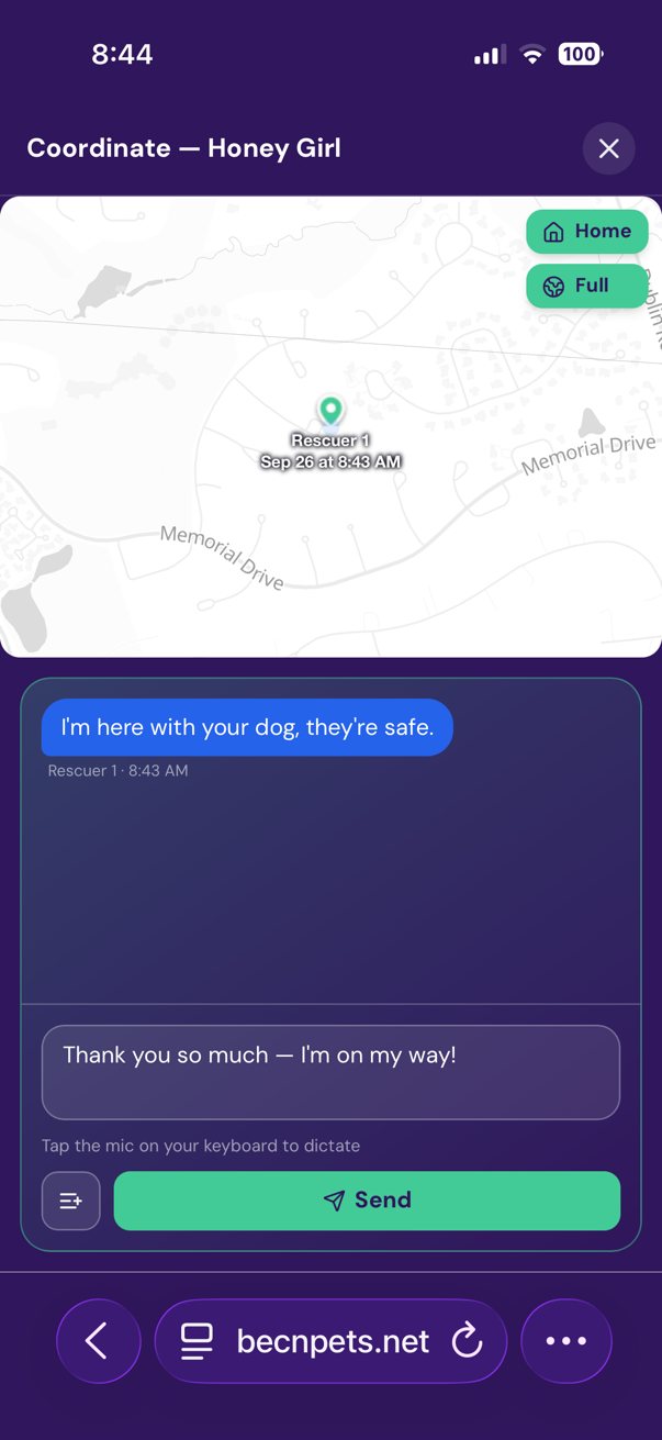 Message the finder directly to arrange the reunion.