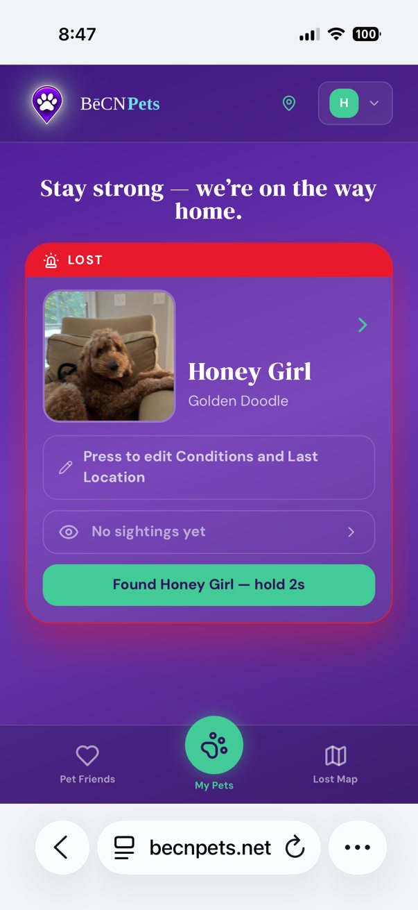 This is your pet's status while the alert is active.